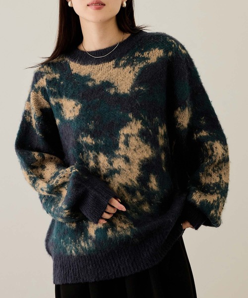 NAVY(ネイビー)の「nAvy モヘヤタッチマーブルニット(ニット/セーター・メンズ・ブルー系その他/ネイビー系/ベージュ系その他・S/M/L/XL)」の3枚目の写真