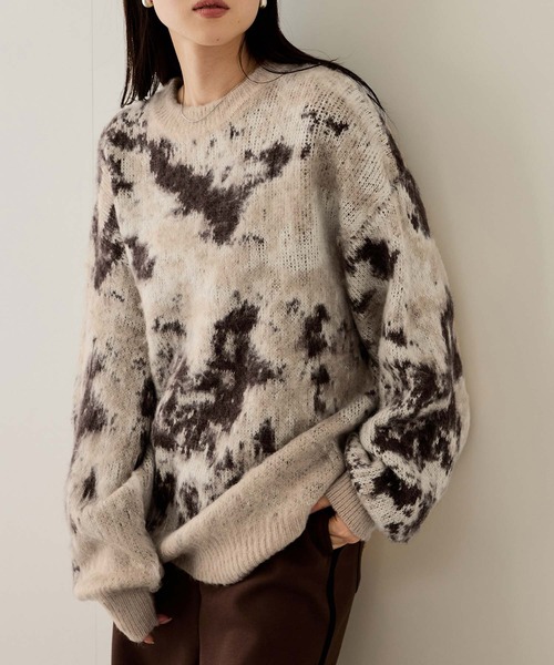 NAVY(ネイビー)の「nAvy モヘヤタッチマーブルニット(ニット/セーター・メンズ・ブルー系その他/ネイビー系/ベージュ系その他・S/M/L/XL)」の2枚目の写真