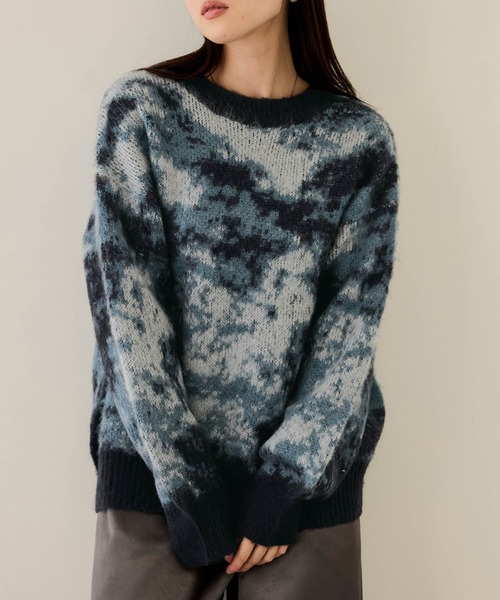 NAVY(ネイビー)の「nAvy モヘヤタッチマーブルニット(ニット/セーター・メンズ・ブルー系その他/ネイビー系/ベージュ系その他・S/M/L/XL)」の1枚目の写真