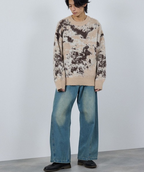 NAVY(ネイビー)の「nAvy モヘヤタッチマーブルニット(ニット/セーター・メンズ・ブルー系その他/ネイビー系/ベージュ系その他・S/M/L/XL)」の8枚目の写真