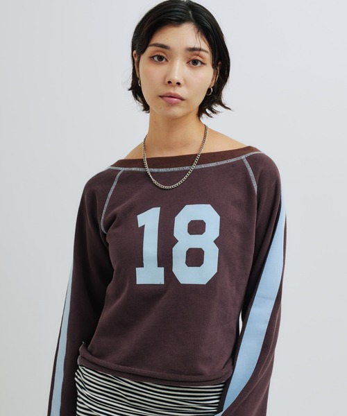 atmos pink(アトモスピンク)の「atmos pink Numbering Sweat Top / アトモス ピンク ナンバリング スウェット トップ(スウェット・レディース・ブラウン/ブラック/グレー・FREE)」の3枚目の写真