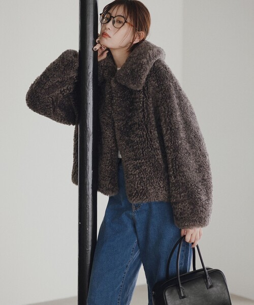 新品タグ付き　UNFILO エコファーステンカラーコート セール】エコファー ステンカラーコート（ステンカラーコート