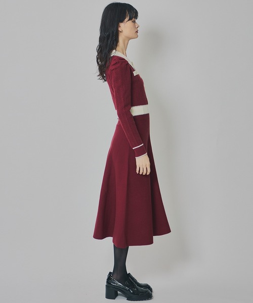 REDYAZEL（レディアゼル）の「マルチケーブルバイカラーニットワンピース（ワンピース・レディース・ネイビー/ボルドー/グレー・FREE）」の9枚目の写真