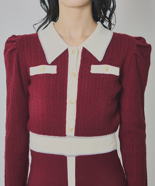 REDYAZEL（レディアゼル）の「マルチケーブルバイカラーニットワンピース（ワンピース・レディース・ネイビー/ボルドー/グレー・FREE）」の11枚目の写真