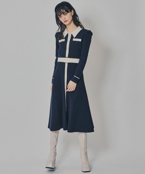 REDYAZEL（レディアゼル）の「マルチケーブルバイカラーニットワンピース（ワンピース・レディース・ネイビー/ボルドー/グレー・FREE）」の13枚目の写真