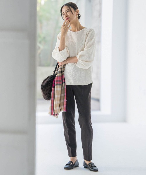 LAUTREAMONT(ロートレアモン)の「両面起毛テーパードパンツ≪洗える/セットアップ対応≫(その他パンツ・レディース・オフホワイト/ブラック/ベージュ/ブラウン系その他・7号/9号/11号)」の6枚目の写真