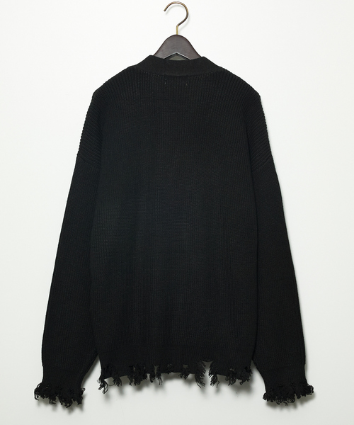 AH ABAHOUSE（エーエイチアバハウス）の「【AH ABAHOUSE】畦編み ダメージニットカーディガン（カーディガン/ボレロ・メンズ・グレー/ブラック/ホワイト・46/48）」の5枚目の写真