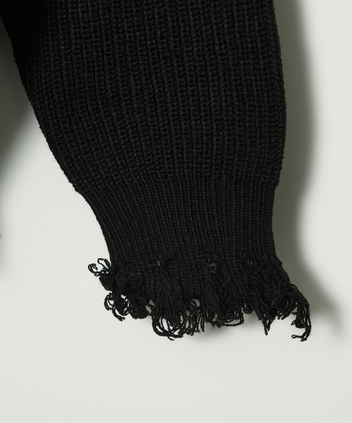 AH ABAHOUSE（エーエイチアバハウス）の「【AH ABAHOUSE】畦編み ダメージニットカーディガン（カーディガン/ボレロ・メンズ・グレー/ブラック/ホワイト・46/48）」の7枚目の写真