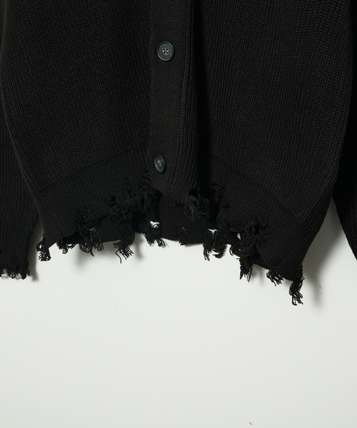 AH ABAHOUSE（エーエイチアバハウス）の「【AH ABAHOUSE】畦編み ダメージニットカーディガン（カーディガン/ボレロ・メンズ・グレー/ブラック/ホワイト・46/48）」の8枚目の写真