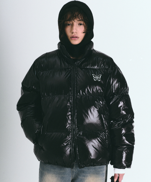 NICOLE BUTTERFLY GLOSSY PUFFER PADDING_BLACK