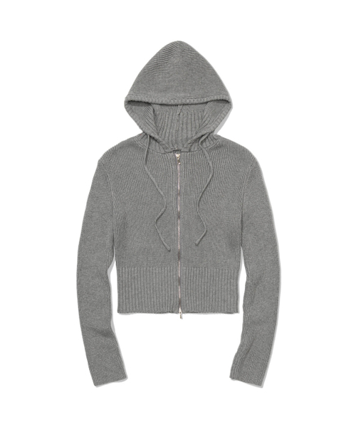 MOAA（モア）の「Ribbed Knit Zip Hoodie (GRAY)（ニット/セーター・レディース・その他・SMALL/MEDIUM）」の2枚目の写真
