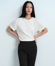ウィメンズリラックスフィットクルーネックTシャツ[クリーム]