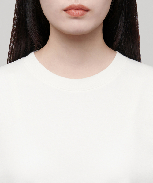 MUSINSA STANDARD WOMAN（ムシンサスタンダードウーマン）の「ウィメンズリラックスフィットクルーネックTシャツ[クリーム]（Tシャツ/カットソー・レディース・その他・SMALL/MEDIUM/LARGE/X-SMALL）」の4枚目の写真