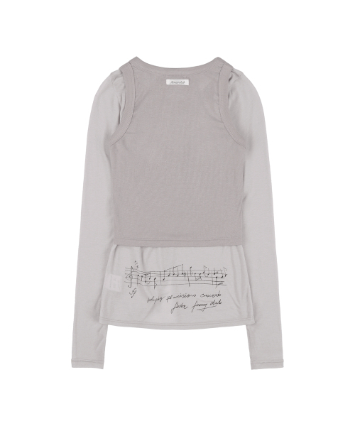 FANCY CLUB（ファンシークラブ）の「スリーウェイボタンレイヤードロングスリーブ (ピンクベージュ)_F25QB079（Tシャツ/カットソー・レディース・ベージュ・FREE）」の5枚目の写真