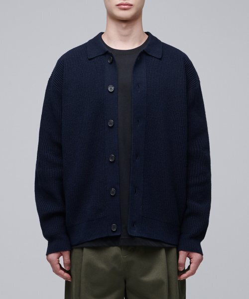 MUSINSA STANDARD（ムシンサスタンダード）の「オーバーサイズリブカラーガーディガン[ネイビー]（カーディガン/ボレロ・メンズ・その他・SMALL/MEDIUM/LARGE/X-LARGE/XX-LARGE）」の12枚目の写真