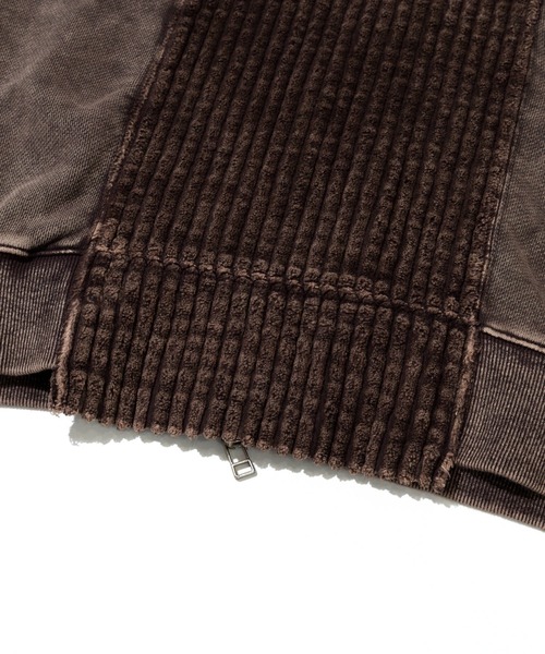 go slow caravan(ゴースローキャラバン)の「MIX FAB ルーズスウェットZIPパーカー HARD PIGMENT DYE(パーカー・メンズ・ダークブラウン/カーキ・LARGE/MEDIUM)」の13枚目の写真