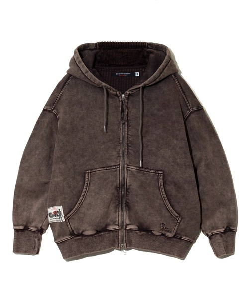 go slow caravan(ゴースローキャラバン)の「MIX FAB ルーズスウェットZIPパーカー HARD PIGMENT DYE(パーカー・メンズ・ダークブラウン/カーキ・LARGE/MEDIUM)」の11枚目の写真