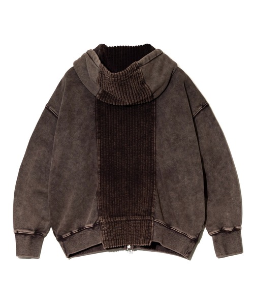 go slow caravan(ゴースローキャラバン)の「MIX FAB ルーズスウェットZIPパーカー HARD PIGMENT DYE(パーカー・メンズ・ダークブラウン/カーキ・LARGE/MEDIUM)」の12枚目の写真