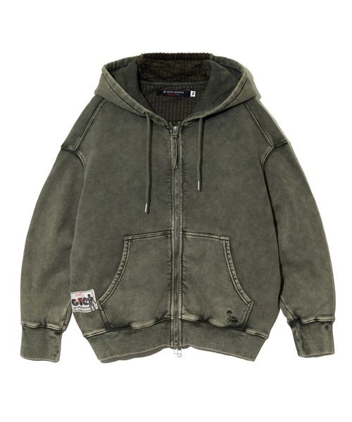 go slow caravan(ゴースローキャラバン)の「MIX FAB ルーズスウェットZIPパーカー HARD PIGMENT DYE(パーカー・メンズ・ダークブラウン/カーキ・LARGE/MEDIUM)」の14枚目の写真