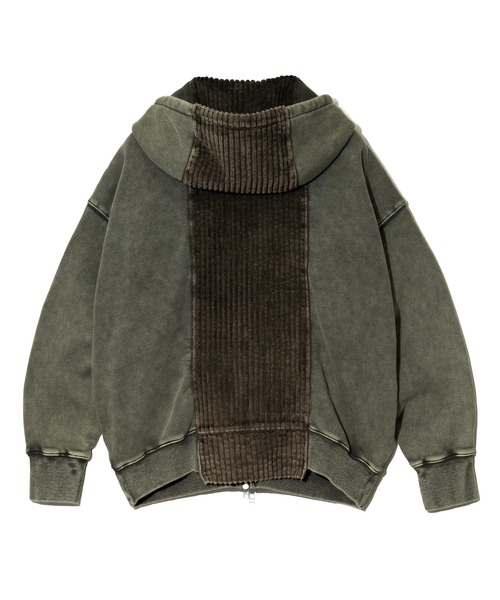 go slow caravan(ゴースローキャラバン)の「MIX FAB ルーズスウェットZIPパーカー HARD PIGMENT DYE(パーカー・メンズ・ダークブラウン/カーキ・LARGE/MEDIUM)」の15枚目の写真