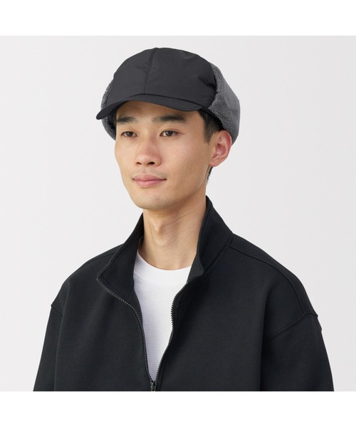 無印良品（ムジルシリョウヒン）の「吸湿発熱中わた表面撥水耳当て付き　キャップ（キャップ・レディース・ベージュ/ブラック・57.5-59cm）」の15枚目の写真