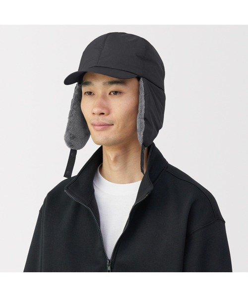 無印良品（ムジルシリョウヒン）の「吸湿発熱中わた表面撥水耳当て付き　キャップ（キャップ・レディース・ベージュ/ブラック・57.5-59cm）」の16枚目の写真