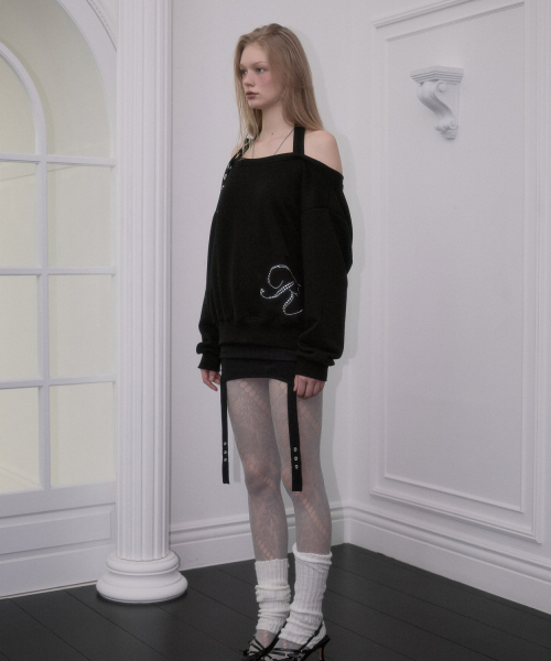 ROSEFRANTZ（ロゼフランツ）の「Eyelet Strap Open Sweatshirt [Black]（スウェット・レディース・ブラック・OS）」の3枚目の写真