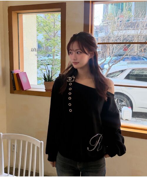 ROSEFRANTZ（ロゼフランツ）の「Eyelet Strap Open Sweatshirt [Black]（スウェット・レディース・ブラック・OS）」の13枚目の写真