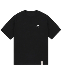 [UNISEX-24]スモールホワイトドットボード半袖Tシャツ_ブラック