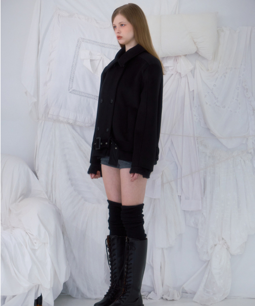 ROSEFRANTZ（ロゼフランツ）の「Belt Half-neck Wool Jacket [Black]（チェスターコート・レディース・ブラック・FREE）」の8枚目の写真