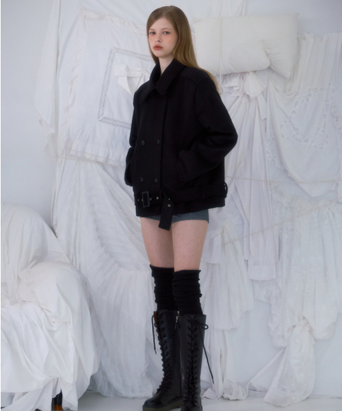 ROSEFRANTZ（ロゼフランツ）の「Belt Half-neck Wool Jacket [Black]（チェスターコート・レディース・ブラック・FREE）」の7枚目の写真