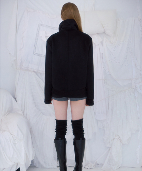 ROSEFRANTZ（ロゼフランツ）の「Belt Half-neck Wool Jacket [Black]（チェスターコート・レディース・ブラック・FREE）」の6枚目の写真