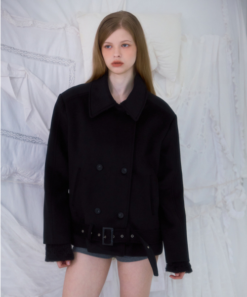 ROSEFRANTZ（ロゼフランツ）の「Belt Half-neck Wool Jacket [Black]（チェスターコート・レディース・ブラック・FREE）」の5枚目の写真