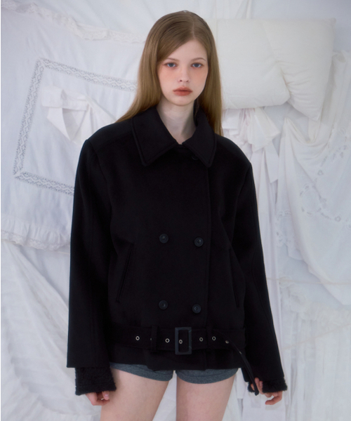 ROSEFRANTZ（ロゼフランツ）の「Belt Half-neck Wool Jacket [Black]（チェスターコート・レディース・ブラック・FREE）」の3枚目の写真