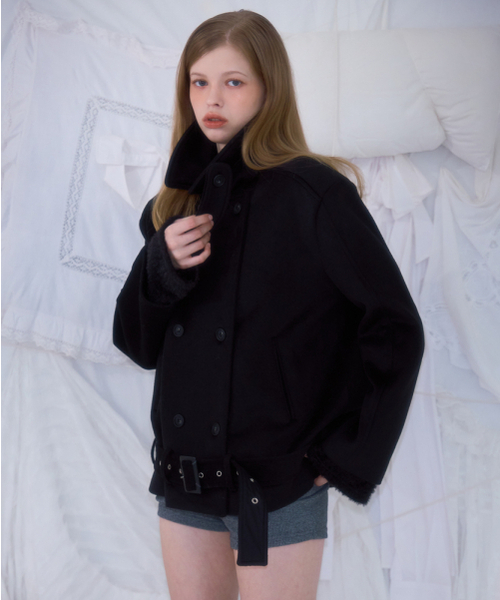 ROSEFRANTZ（ロゼフランツ）の「Belt Half-neck Wool Jacket [Black]（チェスターコート・レディース・ブラック・FREE）」の9枚目の写真