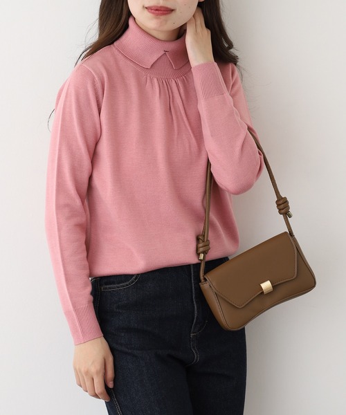 EGLANTINE（エグランティーヌ）の「EGLANTINE 衿付きプルオーバーニット（ニット/セーター・レディース・ピンク/チャコールグレー/エメラルド/ブラック・38）」の15枚目の写真