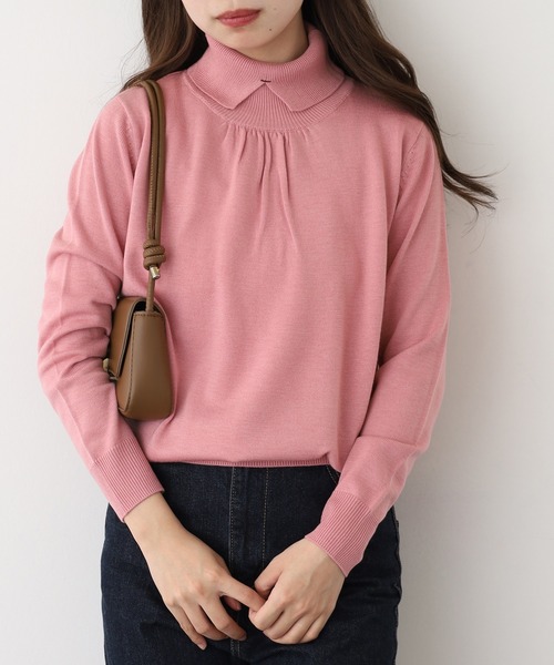 EGLANTINE（エグランティーヌ）の「EGLANTINE 衿付きプルオーバーニット（ニット/セーター・レディース・ピンク/チャコールグレー/エメラルド/ブラック・38）」の17枚目の写真