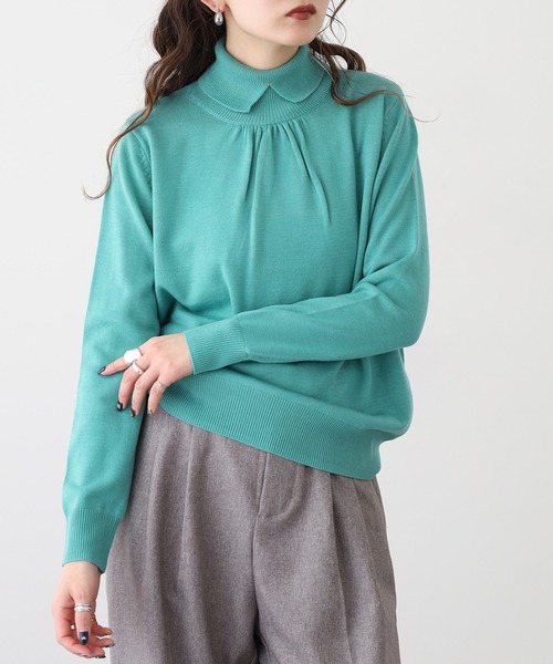 EGLANTINE（エグランティーヌ）の「EGLANTINE 衿付きプルオーバーニット（ニット/セーター・レディース・ピンク/チャコールグレー/エメラルド/ブラック・38）」の13枚目の写真