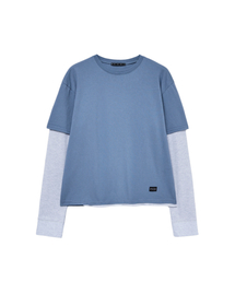 CHIN DOWN（チンダウン）の「LAYERED TEE (BLUE)（Tシャツ/カットソー）」