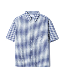 URBANSTOFF（アーバンストッフ）の「Artwork Check Crop Shirt (Blue)（シャツ/ブラウス・メンズ）」