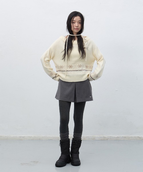 GENERAL IDEA（ジェネラルアイデア）の「snow wide boat neck pullover スノウワイドボートネックプルオーバー（ニット/セーター・レディース・アイボリー/ブラック・S/M/L）」の6枚目の写真