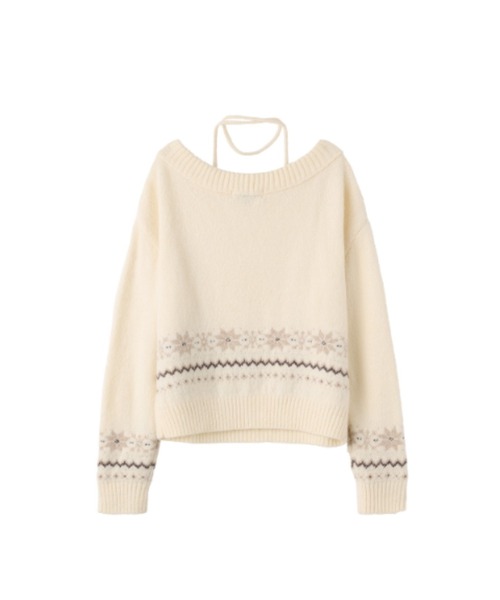 GENERAL IDEA（ジェネラルアイデア）の「snow wide boat neck pullover スノウワイドボートネックプルオーバー（ニット/セーター・レディース・アイボリー/ブラック・S/M/L）」の11枚目の写真