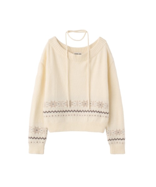 GENERAL IDEA（ジェネラルアイデア）の「snow wide boat neck pullover スノウワイドボートネックプルオーバー（ニット/セーター・レディース・アイボリー/ブラック・S/M/L）」の10枚目の写真