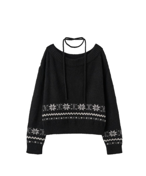 GENERAL IDEA（ジェネラルアイデア）の「snow wide boat neck pullover スノウワイドボートネックプルオーバー（ニット/セーター・レディース・アイボリー/ブラック・S/M/L）」の17枚目の写真
