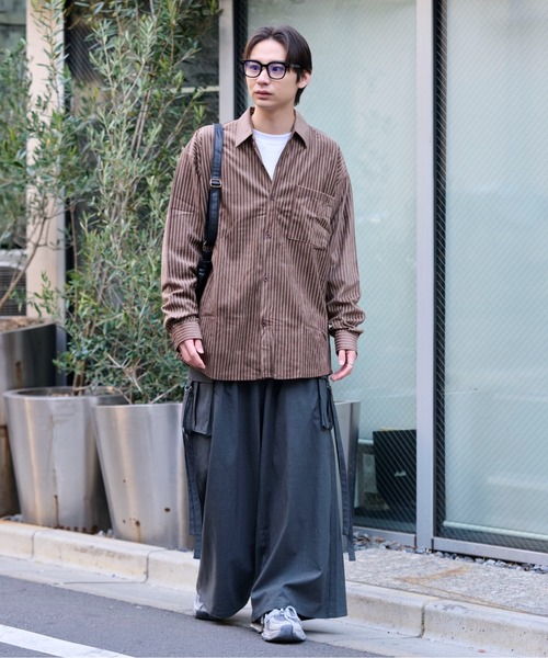 link lot(リンクロット)の「【26春夏新作アイテム】カットベロアヴィンテージライクストライプシャツ(シャツ/ブラウス・メンズ・ブラウン/ベージュ・M/L)」の15枚目の写真