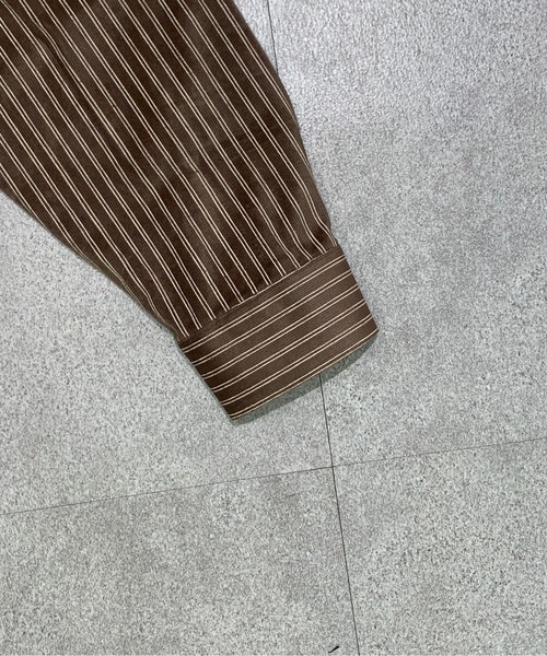 link lot(リンクロット)の「【26春夏新作アイテム】カットベロアヴィンテージライクストライプシャツ(シャツ/ブラウス・メンズ・ブラウン/ベージュ・M/L)」の20枚目の写真