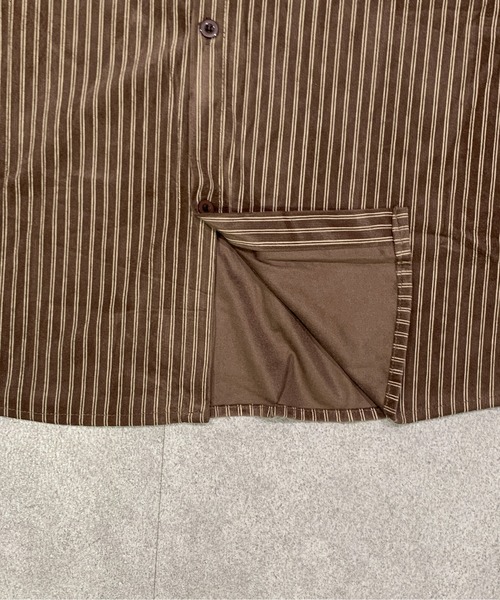 link lot(リンクロット)の「【26春夏新作アイテム】カットベロアヴィンテージライクストライプシャツ(シャツ/ブラウス・メンズ・ブラウン/ベージュ・M/L)」の21枚目の写真