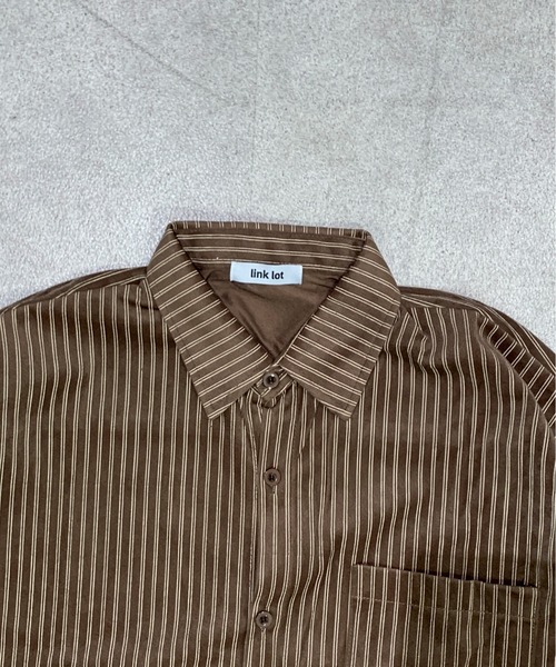 link lot(リンクロット)の「【26春夏新作アイテム】カットベロアヴィンテージライクストライプシャツ(シャツ/ブラウス・メンズ・ブラウン/ベージュ・M/L)」の11枚目の写真