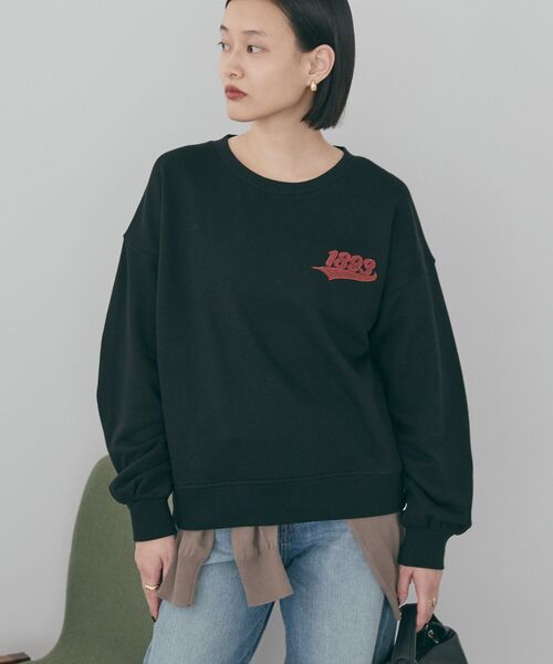 AMERICAN HOLIC(アメリカンホリック)の「ワンポイント サガラ刺繍裏毛スウェット(スウェット・レディース・ブラック/杢グレー・L/M)」の3枚目の写真