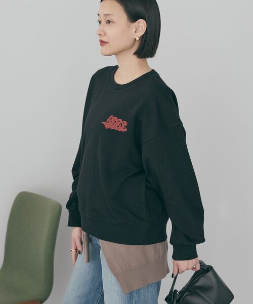 AMERICAN HOLIC(アメリカンホリック)の「ワンポイント サガラ刺繍裏毛スウェット(スウェット・レディース・ブラック/杢グレー・L/M)」の4枚目の写真